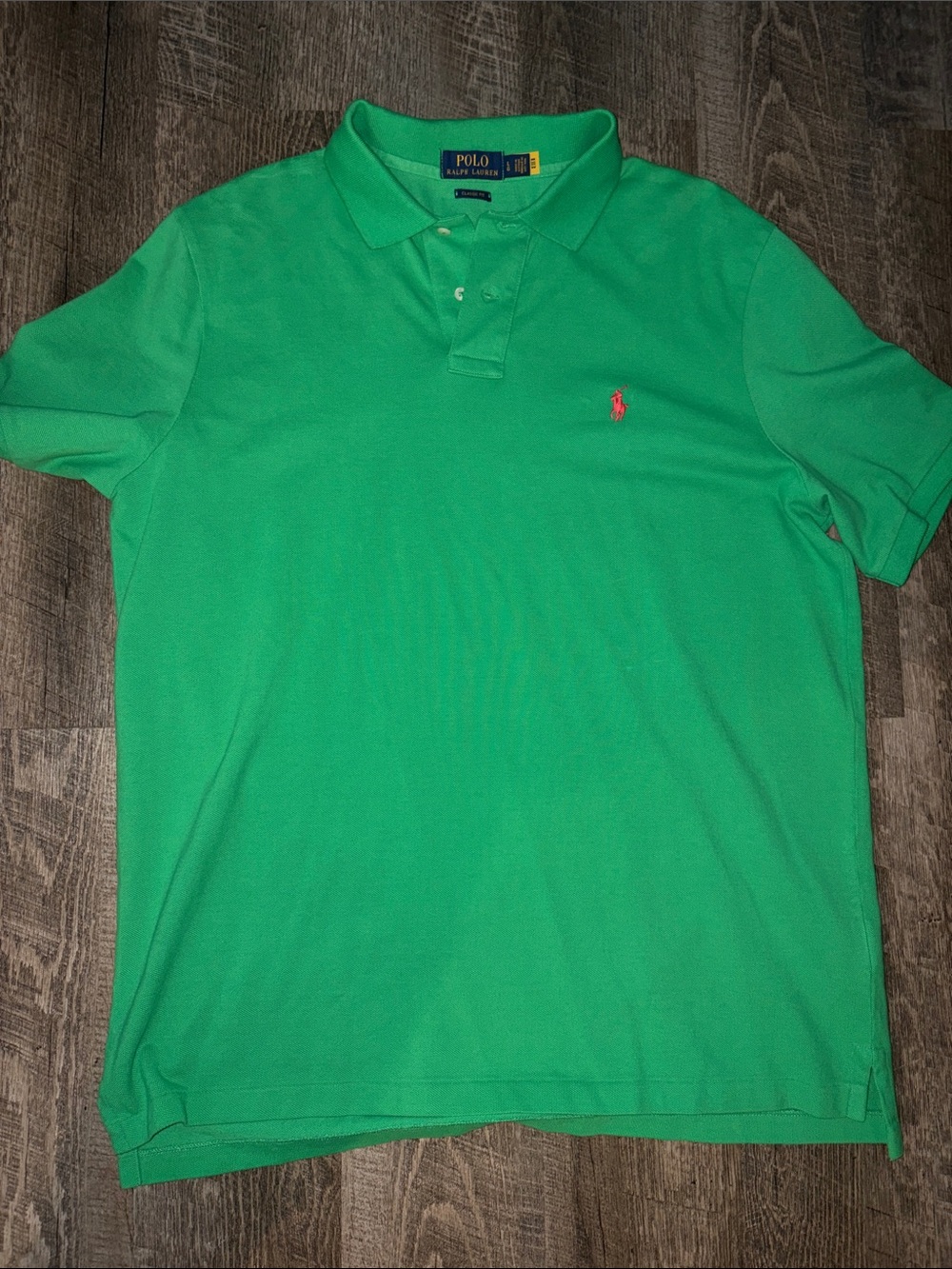 Polo by Ralph Lauren Men’s Bright Green Polo with Pink Pony